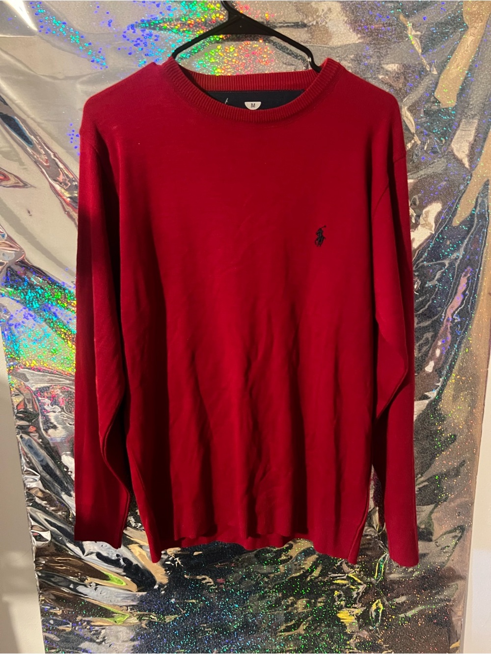 Ralph Lauren Red Crewneck Sweater with Polo Pony
